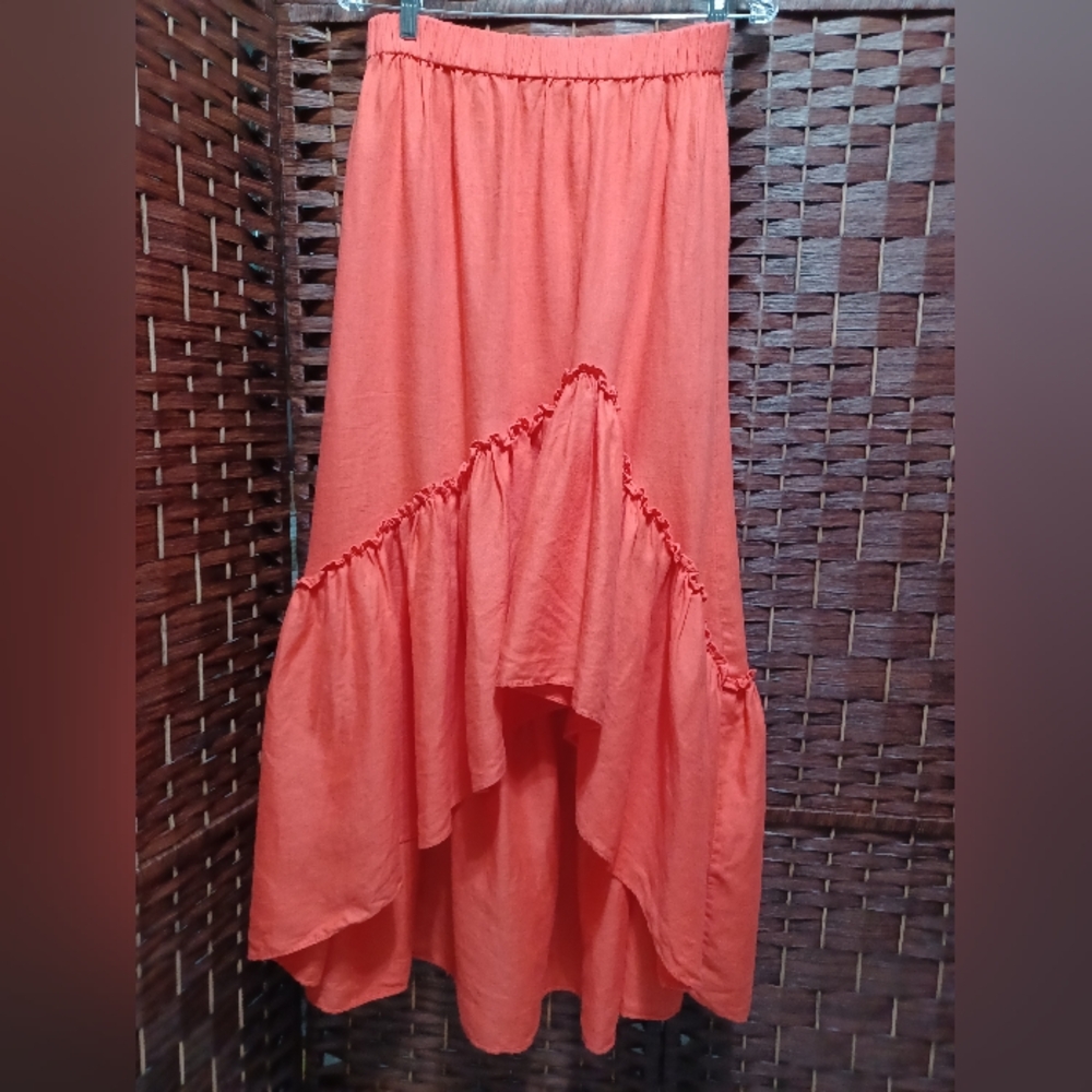 Women’s Coral High-Low Ruffle Skirt